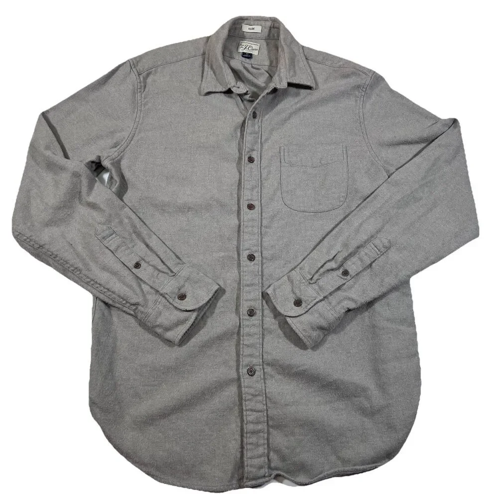 J. Crew Chamois Style Brushed Cotton Button Up Shirt Slim Fit Men's Medium